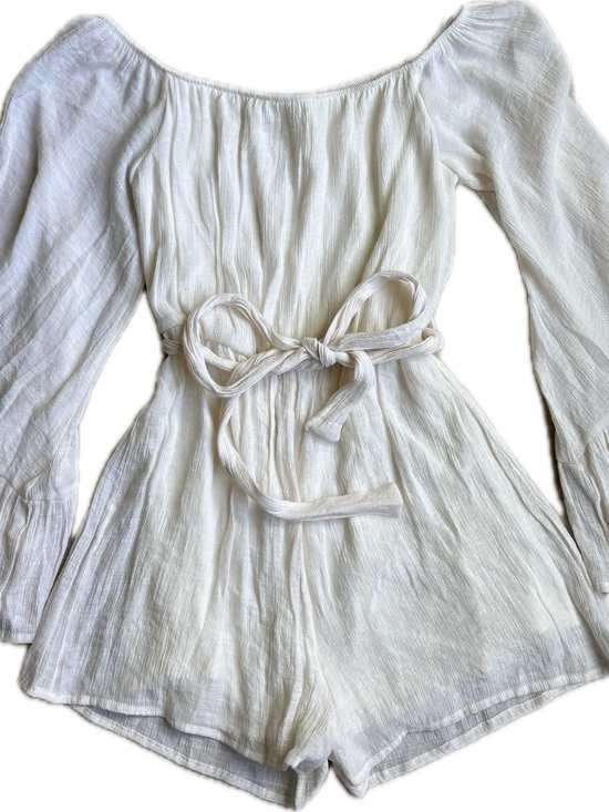 Altar'd State Pants - Altar’d State Ivory/Cream Gauze Bell Sleeve Romper — Size Medium